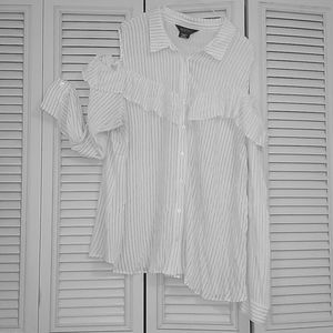 Cold Shoulder Button Up Blouse